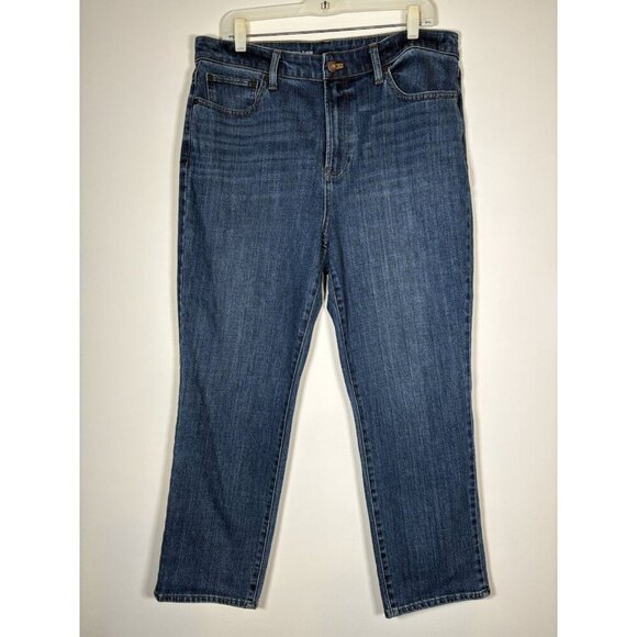 Talbots Modern Ankle Jeans Womens 14 Blue High Waist Denim All Button Up Stretch - Picture 1 of 7